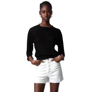 NWT Zadig & Voltaire Black Long Sleeve Moria Co Dentelle Sweater Large Reg. $368